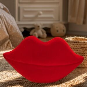 Flocked Red Lip-Shaped Decor